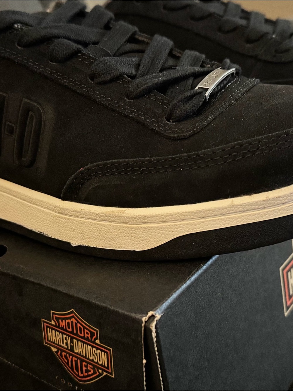 OBO Harley-Davidson Men’s Black Suede Sneakers with Cream Midsole